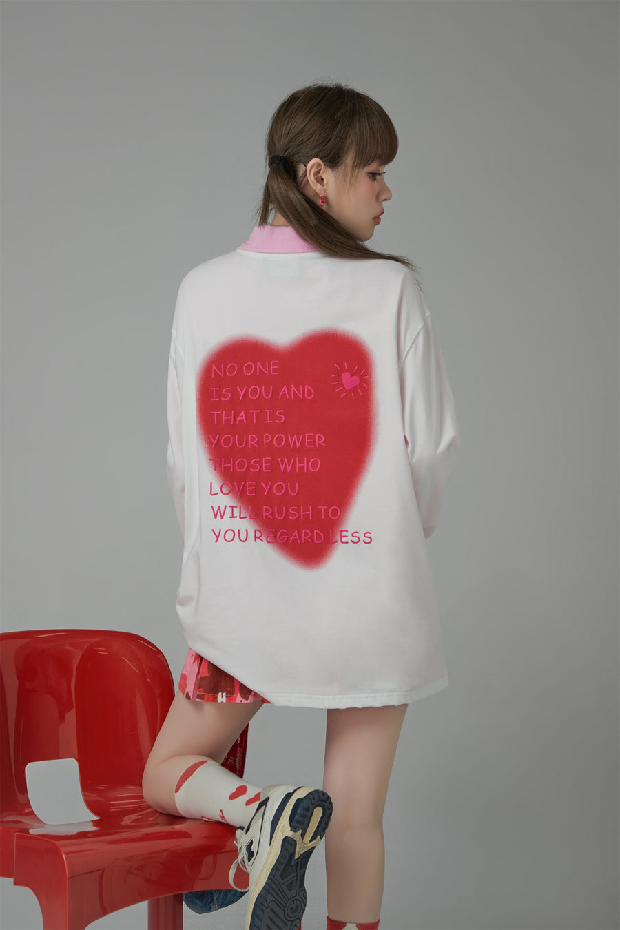 CHUU No One Is You Heart Loose Fit T-Shirt