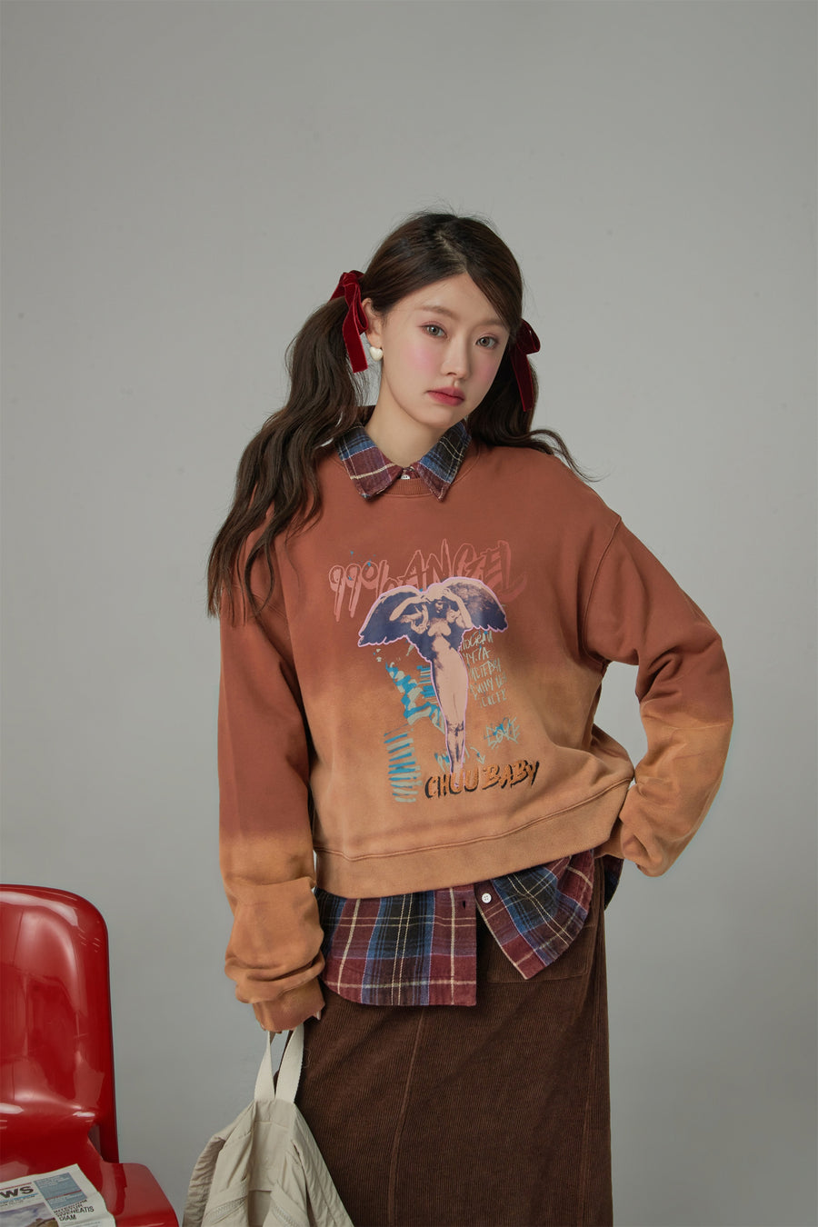 CHUU Angel And Devil Vintage Sweatshirt