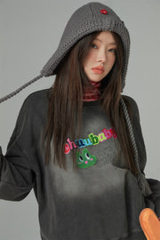 We Are In The Present Frog Logo Loose Fit Sweatshirt