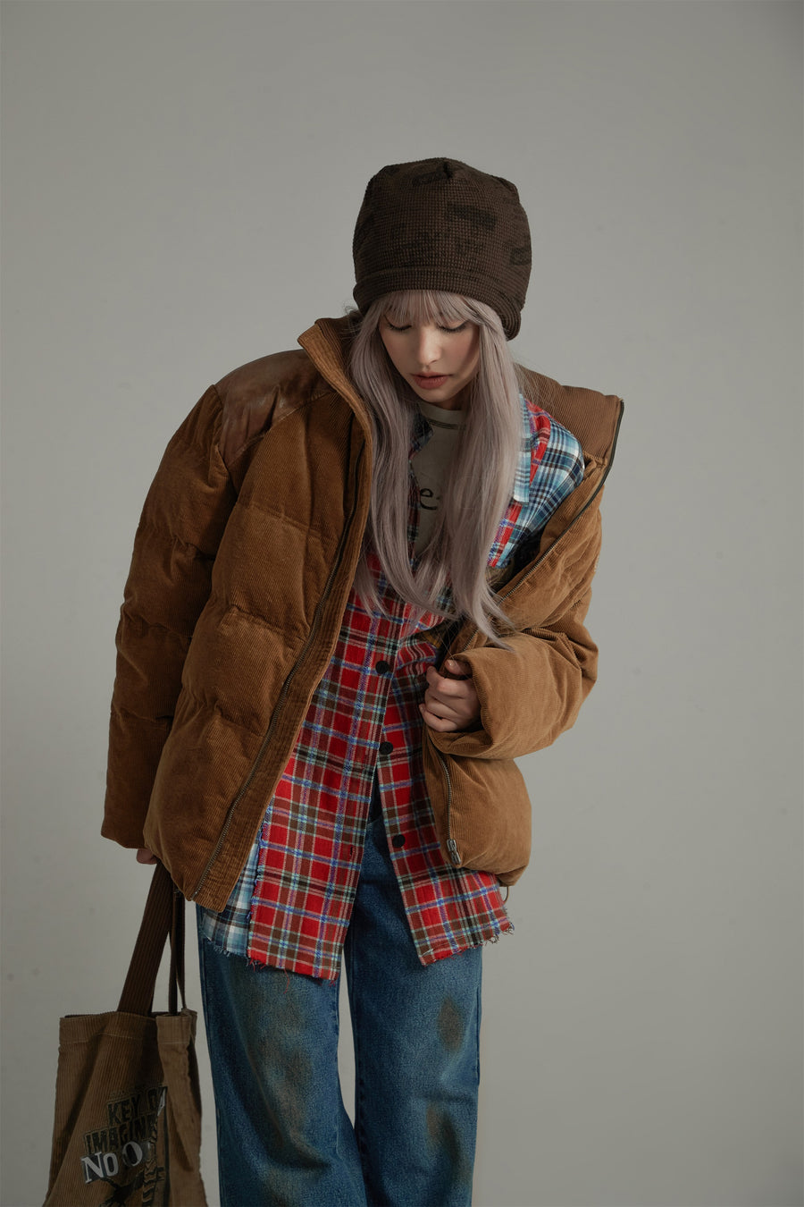 CHUU Color Matching Check Loose Fit Shirt