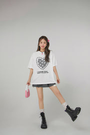 Kiss Me Check Heart Loosefit T-Shirt