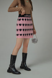 Wall Of Hearts Jacquard Knit Skirt