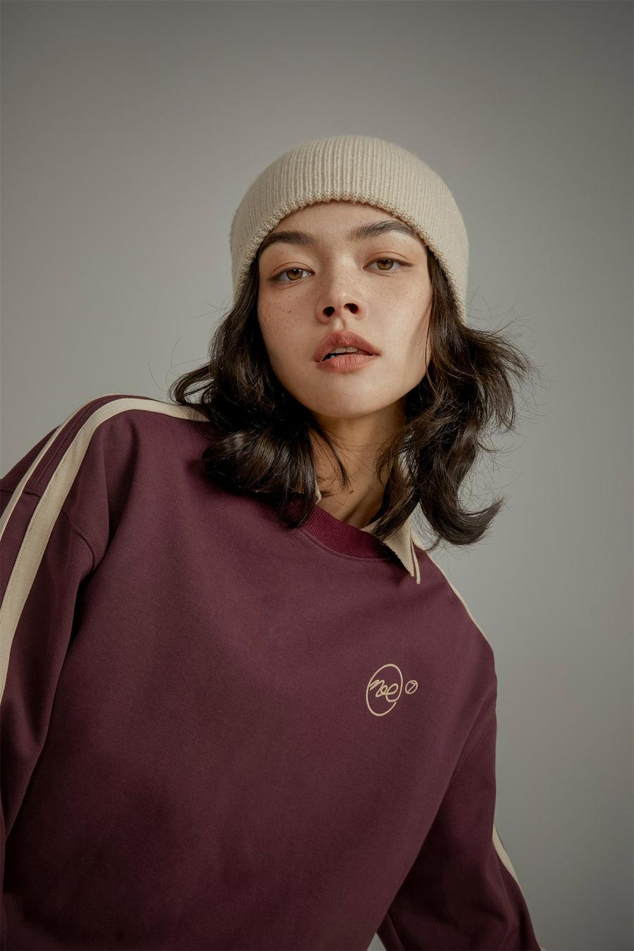 CHUU Polo Collar Loose Fit Sweatshirt