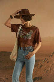 Fringe Butterfly Embroidered T-Shirt