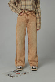 Trendsetter Wide Multi-Pocket Denim Asymmetrical Pants