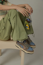 Basic Color String Cargo Wide Pants