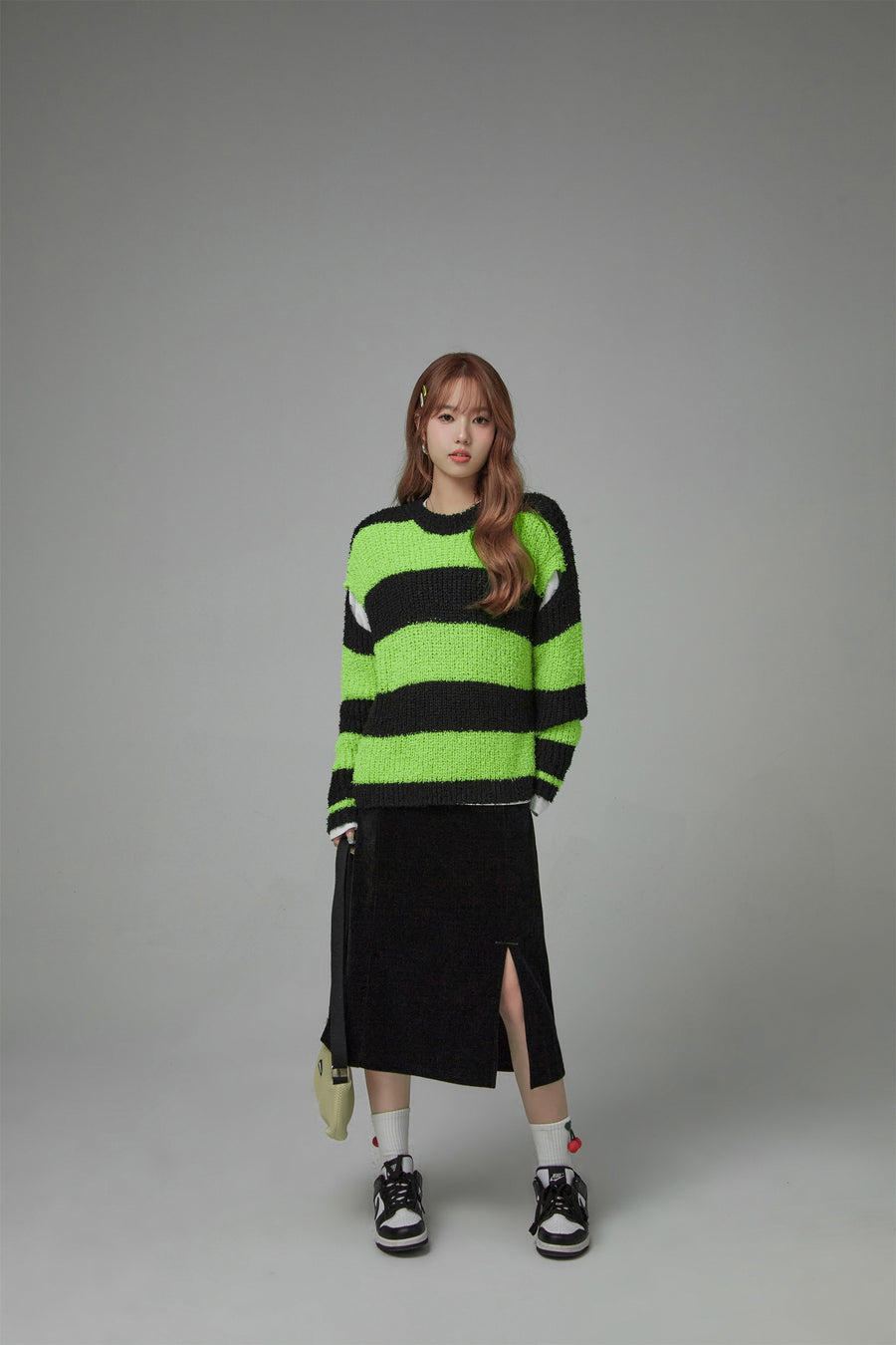 CHUU Jolly Slit Stripe Loose Fit Knit Top