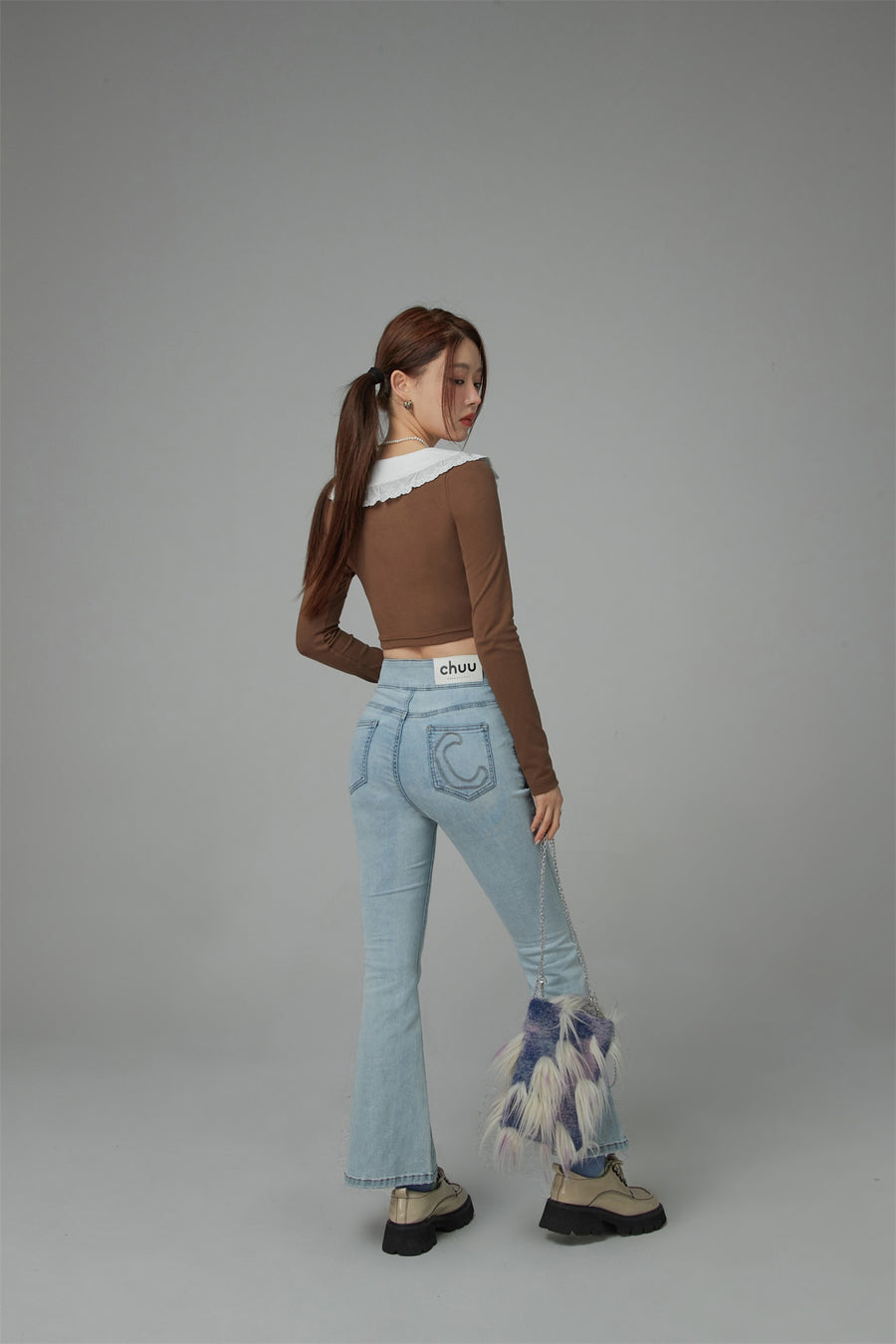 CHUU Lace Pockets Bootcut Jeans