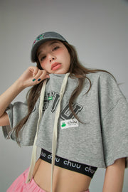 Sporty Chuu Logo Loose Fit Hoodie