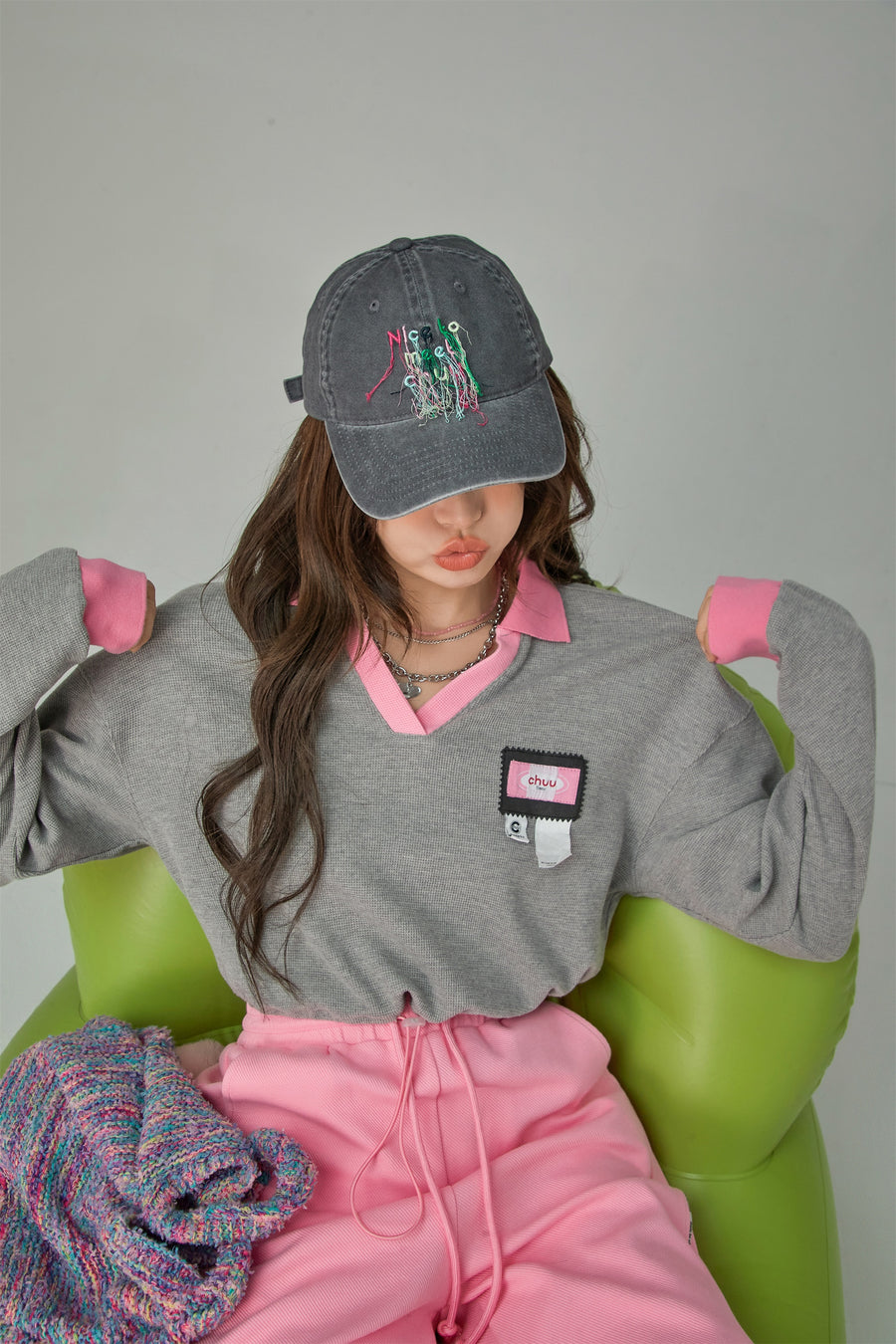 CHUU V-Neck Drawstring Sweatshirt