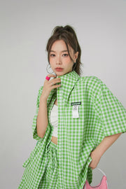 Gingham Check Maxi Collar Shirt