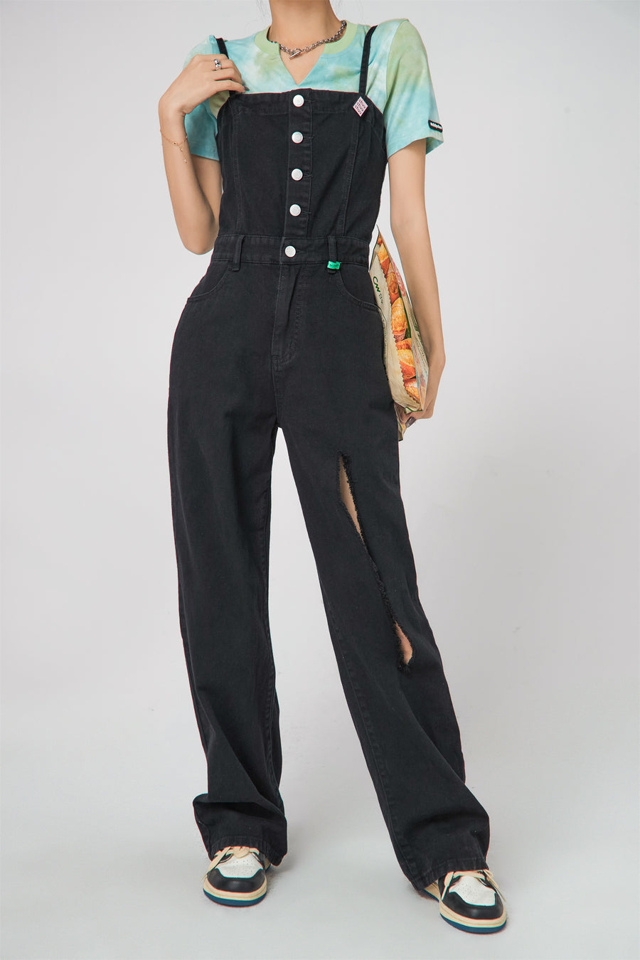 CHUU Slit Wide Jumpsuit