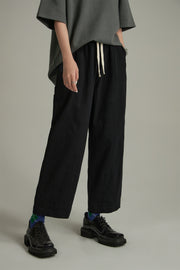 Cotton Ankle Cropped Wide Pants