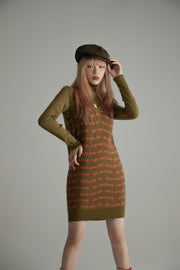 Noe Lettering V-Neck Dress