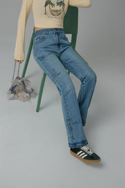 Written Notes Slim Bootcut Denim Jeans