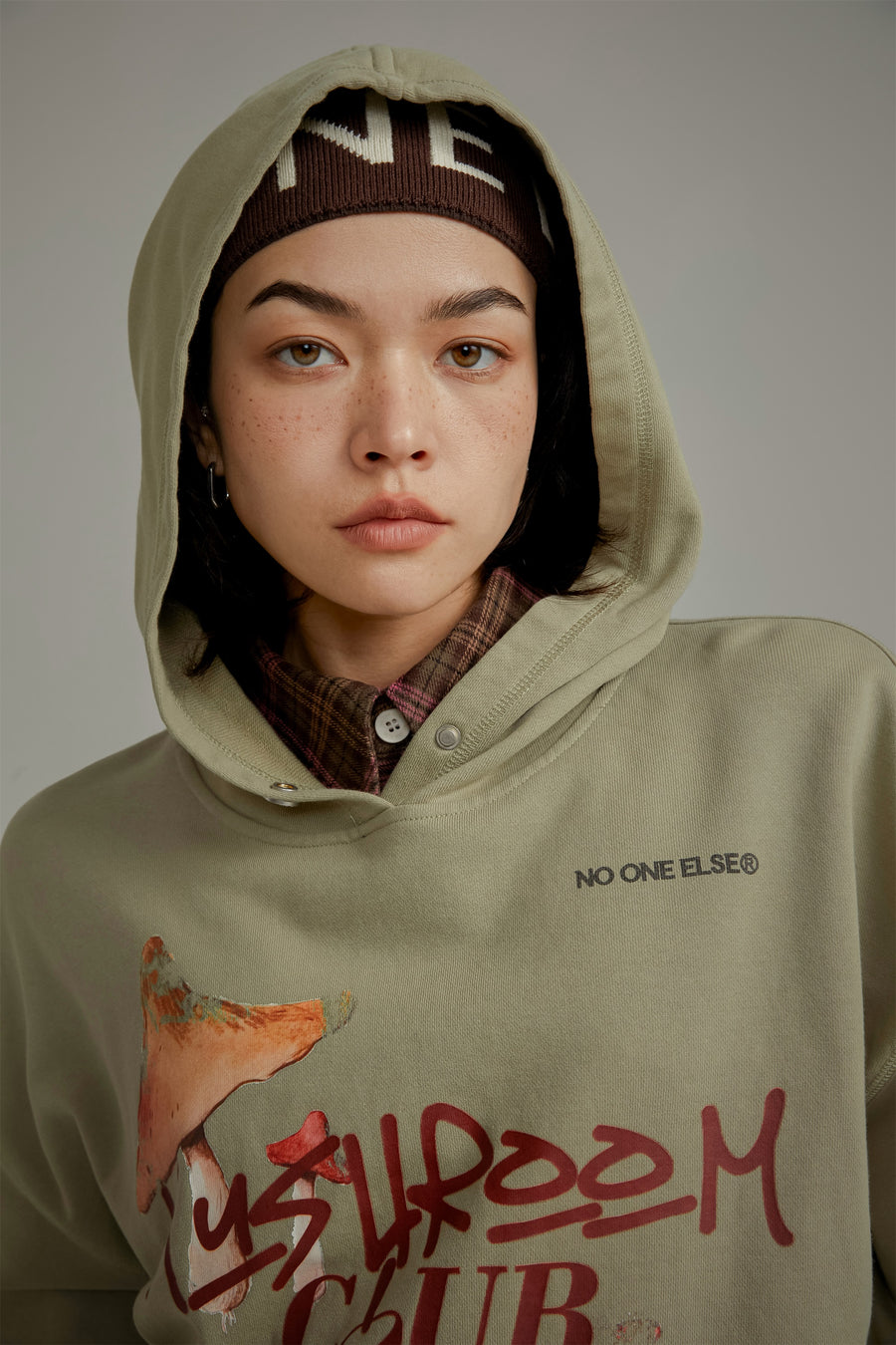 CHUU Mushroom Club Loose Fit Hoodie