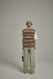 Mixed Color Blur Stripes Knit Vest