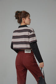 Only Upwards Color Stripe Crop T-Shirt