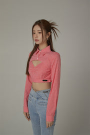 Cropped Check Cut Out Shirt