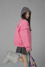 Cherry Heart Quilted Padded Jacket