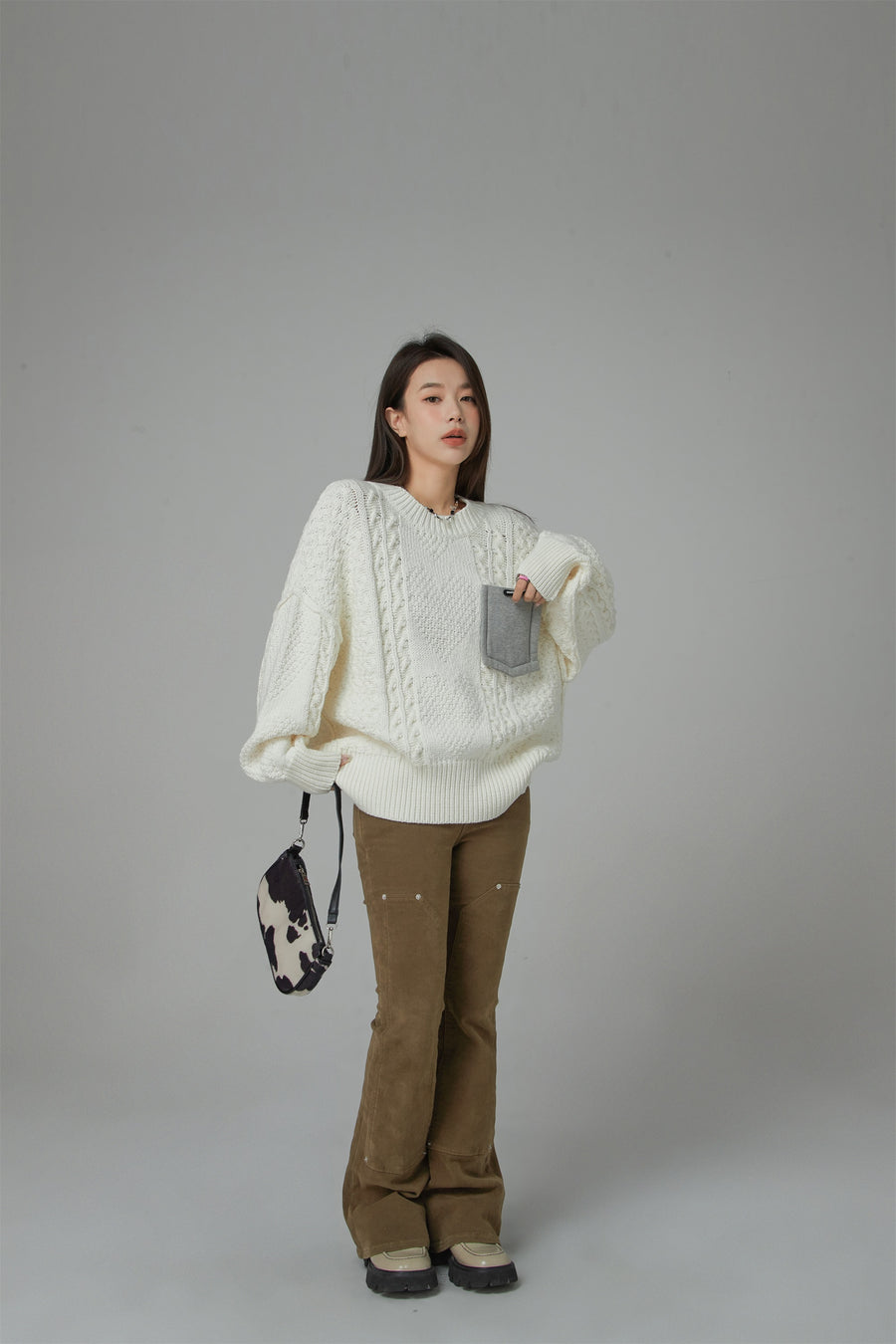 CHUU Unbreakable Heart Pocket Loose Fit Knit Top