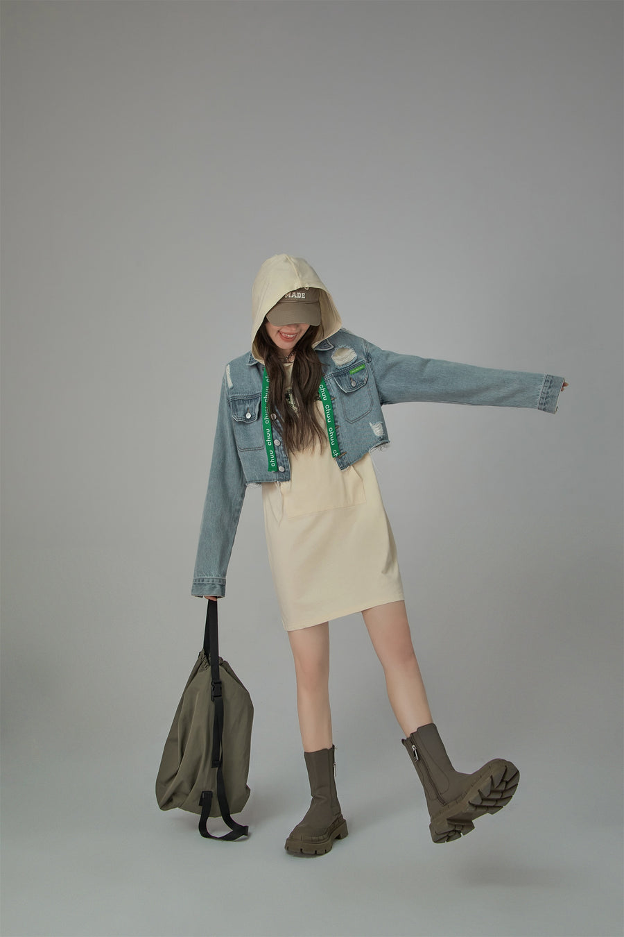 CHUU Front Pocket Hood Sweatshirt Mini Dress