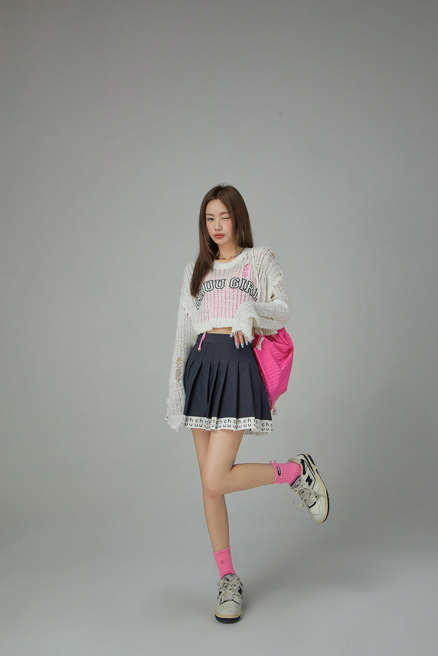 CHUU Hem Band Mini Tennis Pleated Skirt