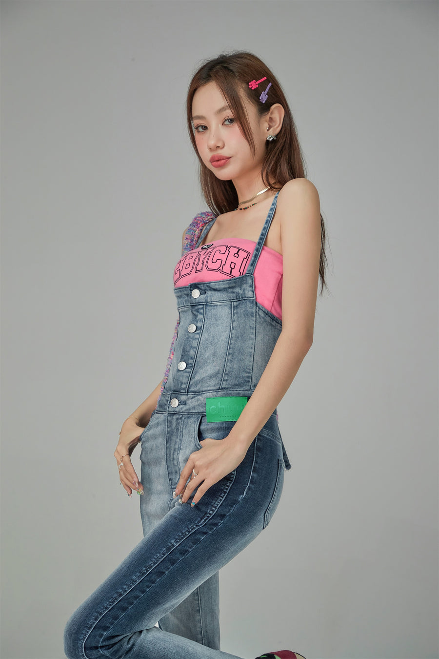 CHUU Shading Denim Jumpsuit