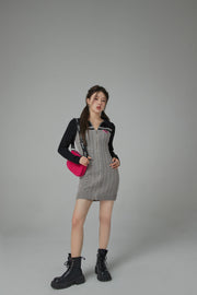 Twilight Zone Zip-Up Knit One Piece Dress