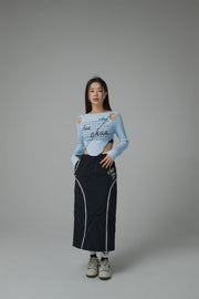 Shoulder Cut Outs Cropped T-Shirt