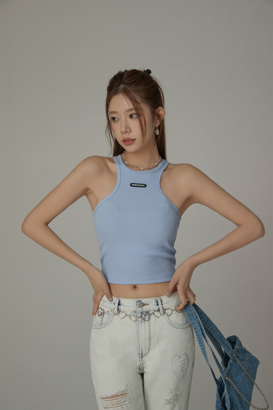 CHUU Slim Ribbed Crop Top