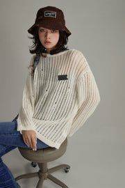 Ribbed Open Knit Loose Fit Sweater