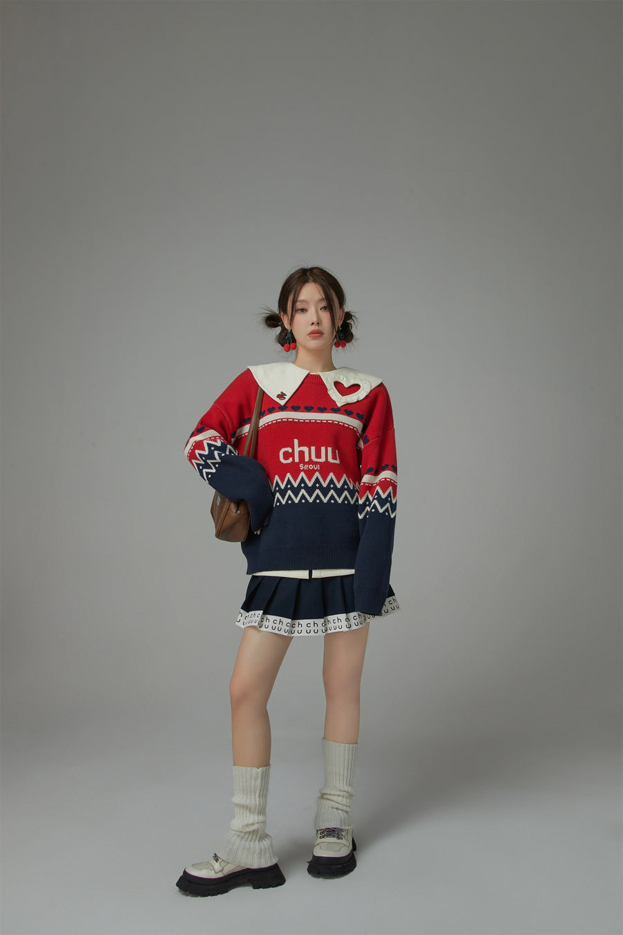 CHUU Feeling Festive Stripe Knit Sweater