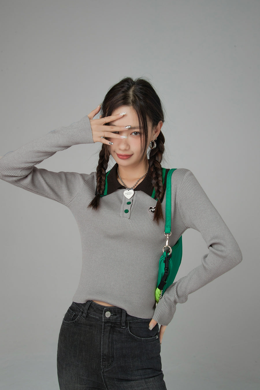 CHUU Go To Galleries Polo Knit Top