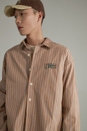 Star Logo Vertical Stripe Loose Fit Shirt