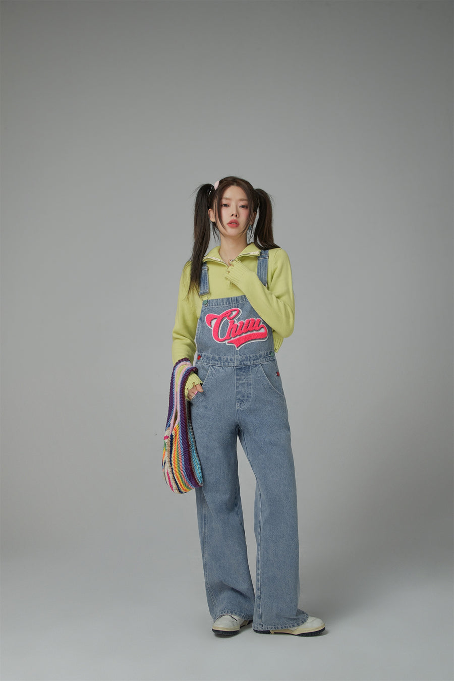 CHUU Candy Crop Half Zip-Up Knit Top