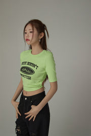 Size Doesnt Matter Back Cut Out Cropped T-Shirt