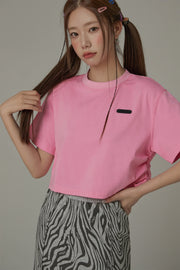 Side String Chuu Printed Design Cropped T-Shirt