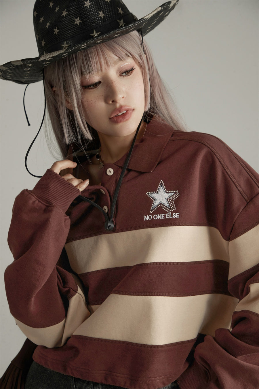 CHUU Polo Neck Vintage Sweatshirt