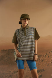 Stripe Color Polo Neck T-Shirt