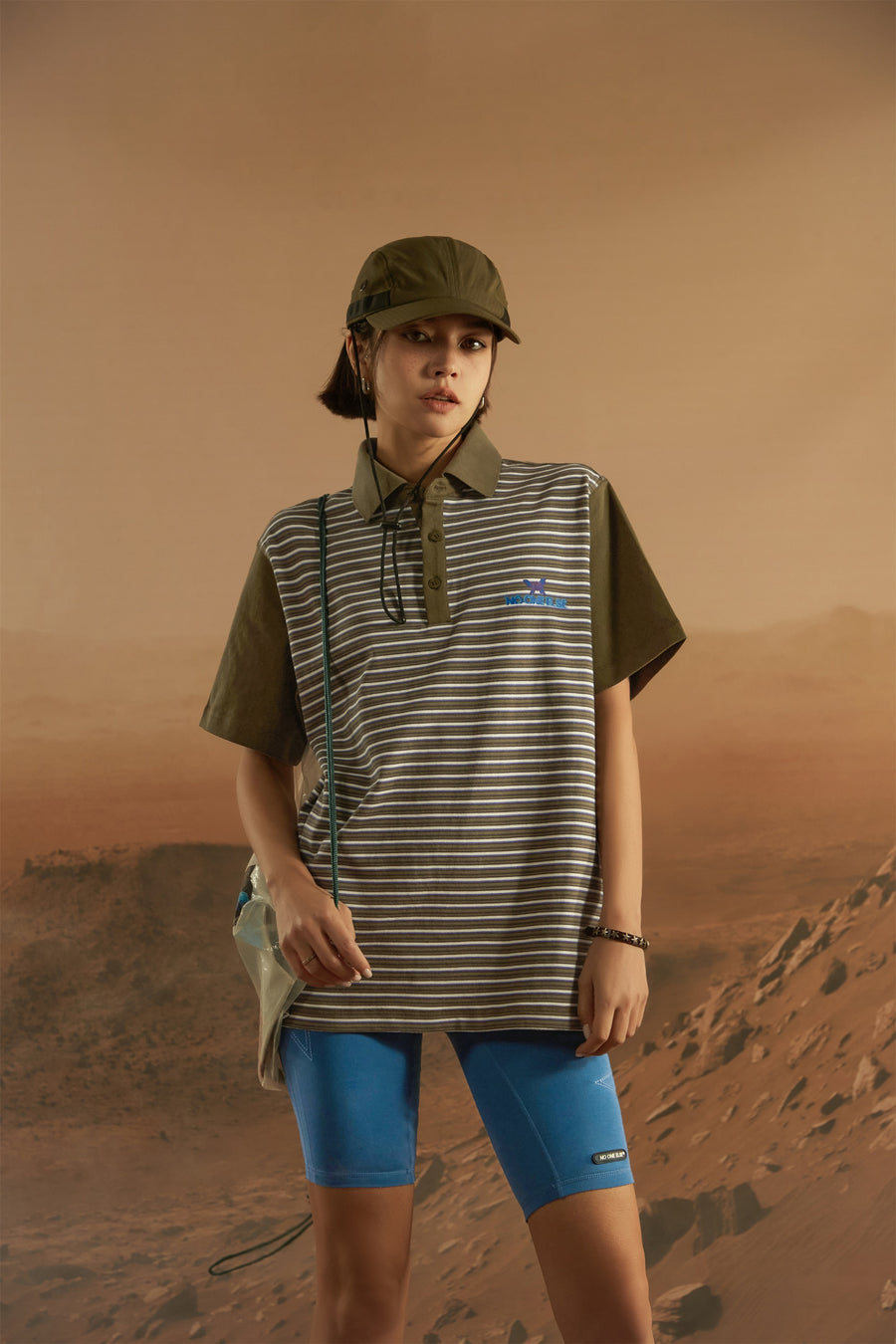 CHUU Stripe Color Polo Neck T-Shirt