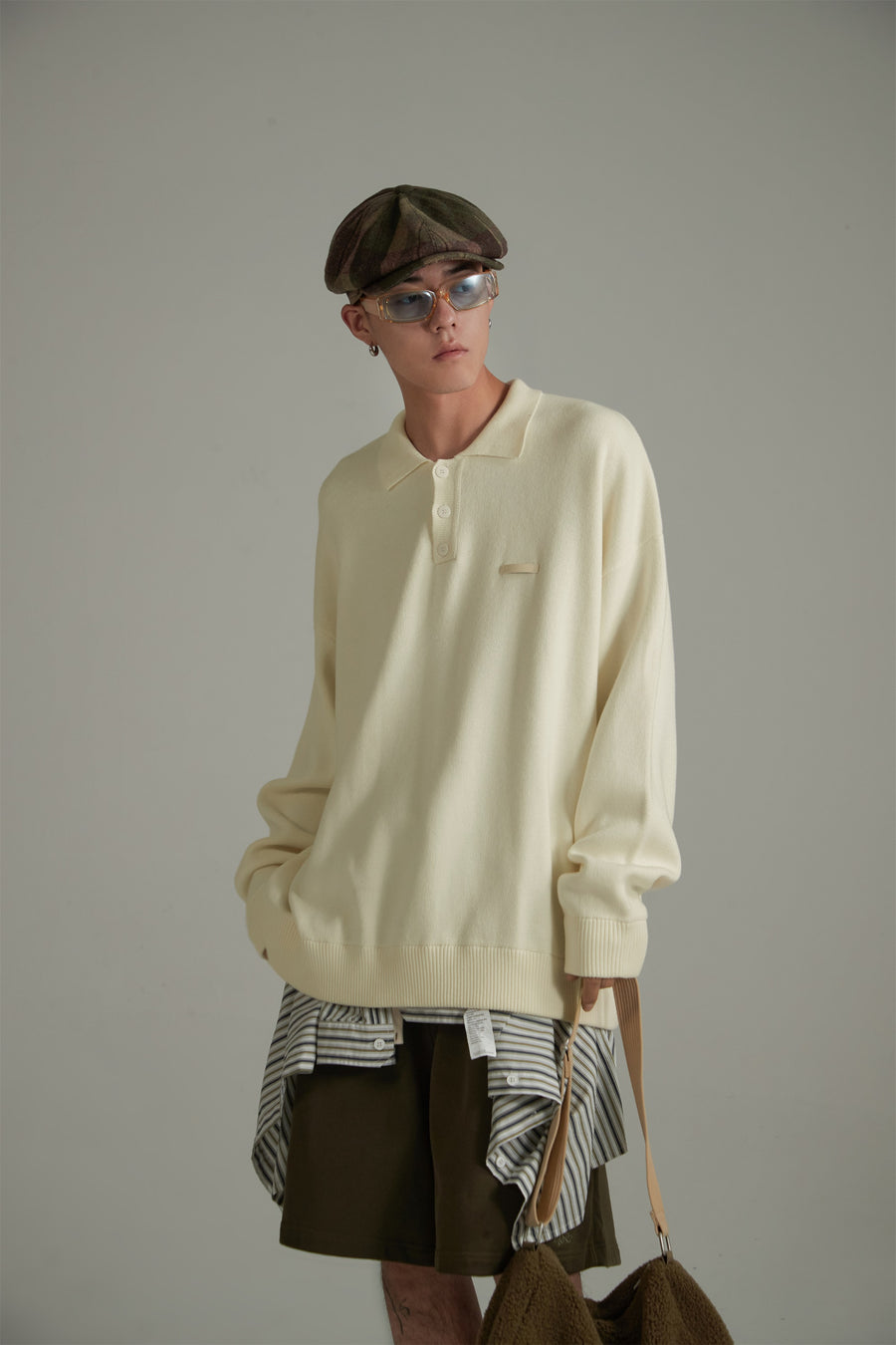 CHUU Polo Collar Long Sleeve Knit Sweater