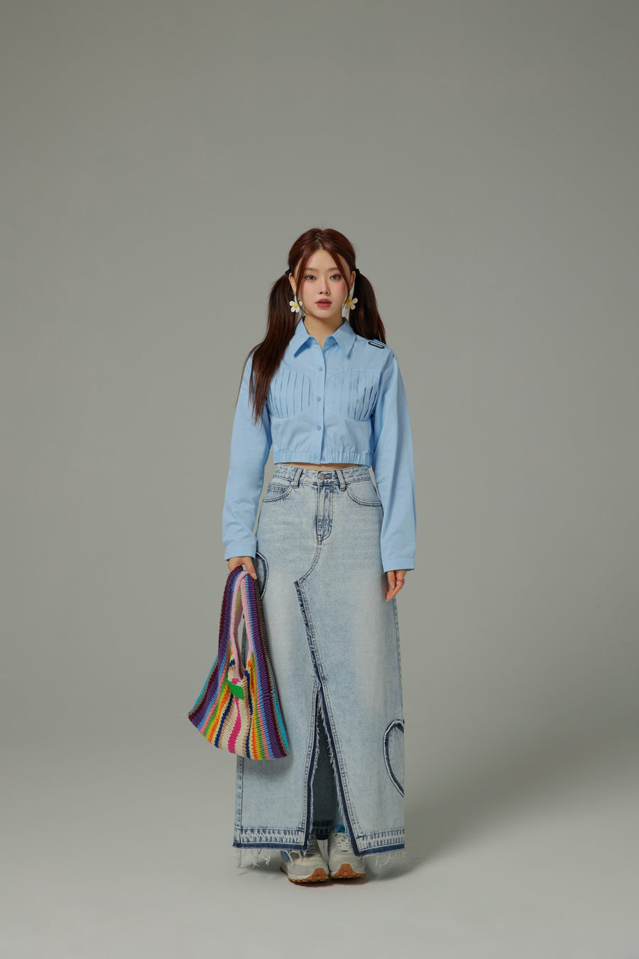 CHUU Shirred Cropped Shirt