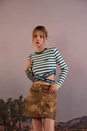 Noe Striped Criss Cross Crop T-Shirt