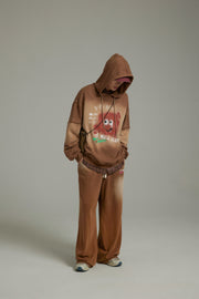 Smiling Character Gradient Loose-Fit Hoodie