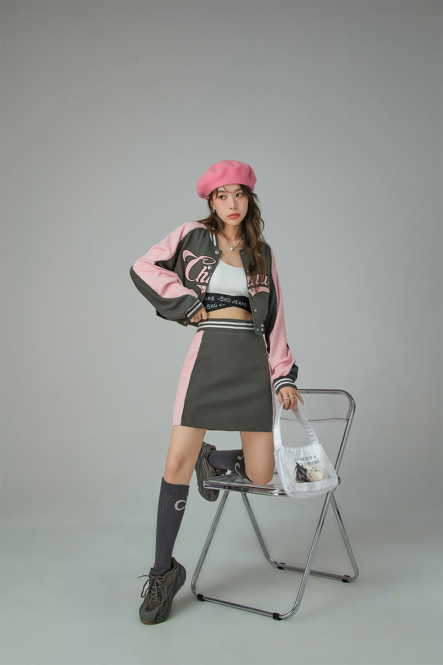 CHUU Chuu Fashion Two-Toned High Waist Skirt