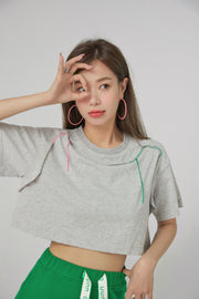 Stitches Lines Loosefit Crop Top