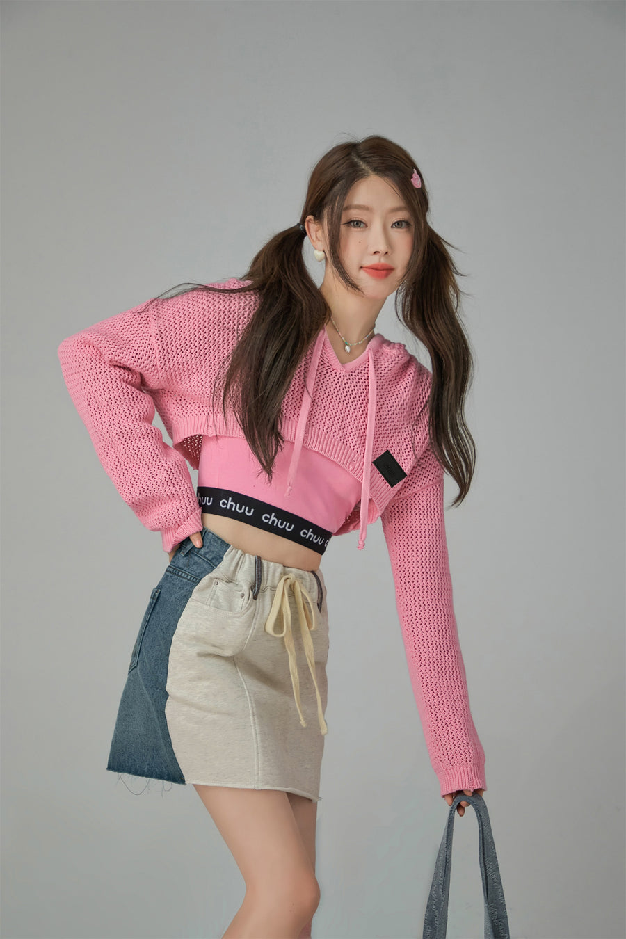 CHUU Two Faced Denim Mini Skirt