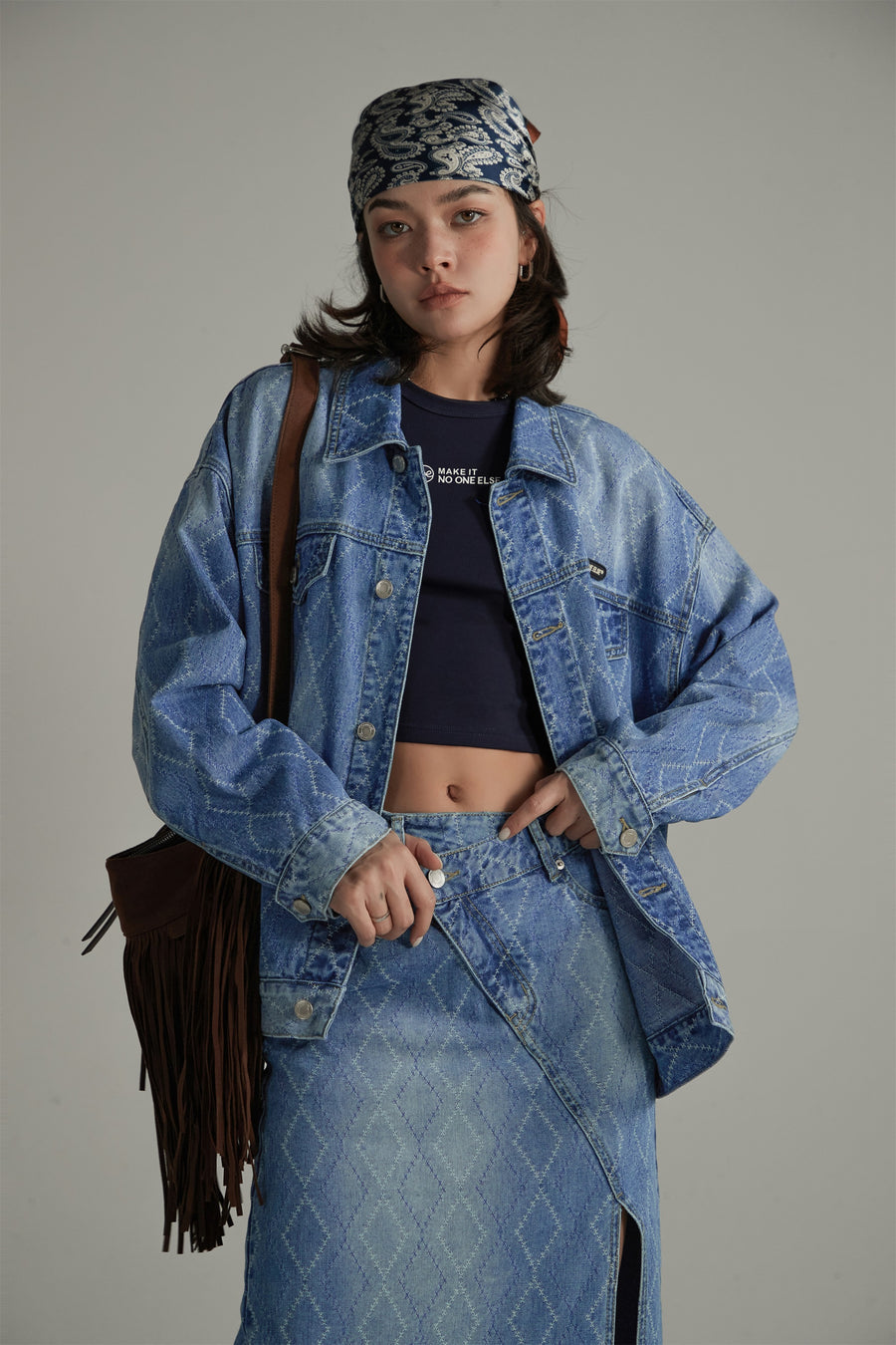 CHUU Argyle Denim Jacket