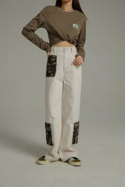 Camouflage Pocket Straight Casual Pants